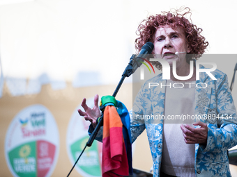 Cinzia Leone an event at the end of the election campaign of the Left Green Alliance in Via dei Fori imperiali, on September 22, 2022 in Rom...