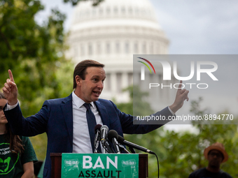 Senator Chris Murphy (D-CT) speaks at a rally demanding the Senate pass an assault weapons ban.  The rally featured victims, families, and s...