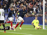 Olivier Giroud of France celebrates his goal, Kylian Mbappe (left), goalkeeper of Austria Patrick Pentz during the UEFA Nations League, Leag...