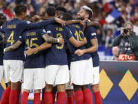 Olivier Giroud of France celebrates his goal with teammates during the UEFA Nations League, League A - Group 1 football match between France...