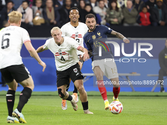Jonathan Clauss of France, Xaver Schlager of Austria (left) during the UEFA Nations League, League A - Group 1 football match between France...