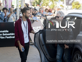Actor David Cronenberg (r) on his arrival at the San Sebastian Festival to present the film 'Crimes of the Future', on September 20, 2022, i...