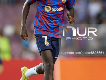 Ousmane Dembele right winger of Barcelona and France during the warm-up before the UEFA Champions League group C match between FC Barcelona...