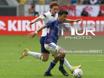 Wataru Endo defensive midfield of Japan and VfB Stuttgart in action during the international friendly match between Japan and United States...