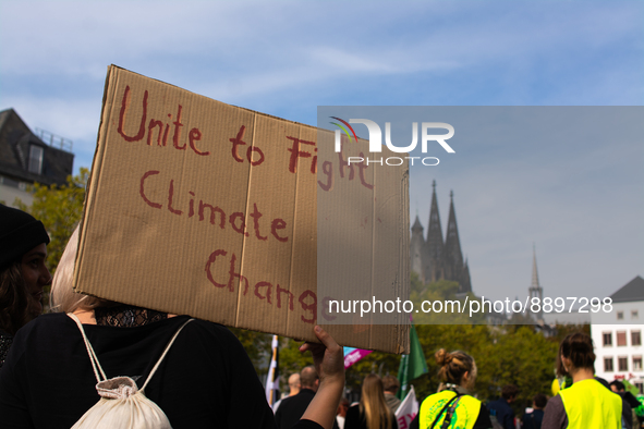 thousands activists take part in global climate protest in Cologne, Germany on September 23, 2022 
