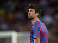 Gerard Pique centre-back of Barcelona and Spain during the warm-up before the UEFA Champions League group C match between FC Barcelona and V...