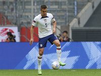 Aaron Long centre-back of USA and New York Red Bulls controls the ball during the international friendly match between Japan and United Stat...