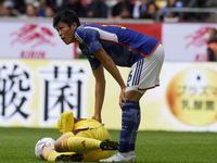 Shuichi Gonda goalkeeper of Japan and Shimizu S-Pulse gives instructions during the international friendly match between Japan and United St...