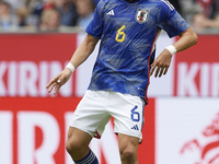 Wataru Endo defensive midfield of Japan and VfB Stuttgart controls the ball during the international friendly match between Japan and United...