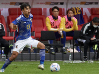 Takefusa Kubo right winger of Japan and Real Sociedad controls the ball during the international friendly match between Japan and United Sta...