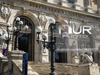 The building of the National Library in Madrid, Spain on September 23, 2022. (