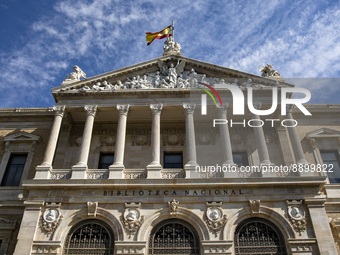 The building of the National Library in Madrid, Spain on September 23, 2022. (