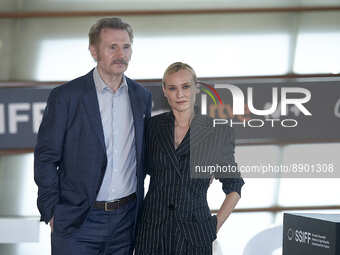  Liam Neeson, Diane Kruger attend the photocall Marlowe at the 70th edition of the San Sebastian International Film Festival on September 24...