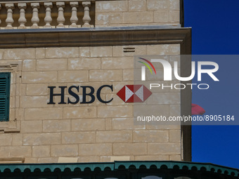  HSBC bank logo on the wall is seen in Valletta , Malta on 21 September 2022  (