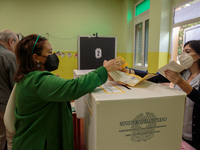 Italians voting to elect parliament at a polling station in Pisa, Italy, on September 25, 2022. On Sunday from 7 a.m. to 11 p.m. Italians ar...