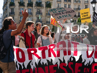 Protesters during the climate march in Paris, in Paris, France, on September 25, 2022. (