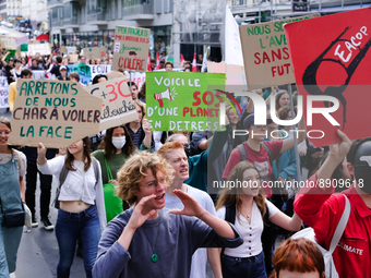 Youth organizations demonstrate at the call of Youth for Climate, in Paris, France, on September 25, 2022. (