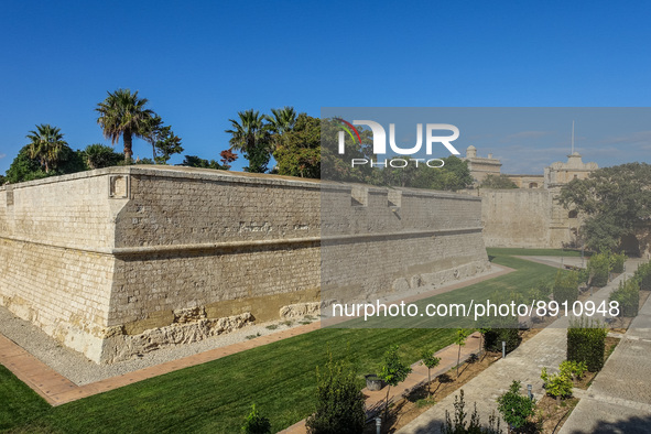 Walls of the historical old town are seen in Mdina, Malta on 23 September 2022   Mdina (former Melite) is a fortified city in the Northern R...