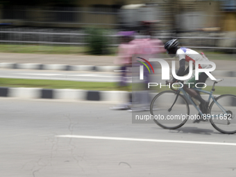 A man rides during the Lagos State Government 2022 World Car Free Day held at Alausa, Ikeja, Lagos, Nigeria on Sunday, September 25 2022. Th...