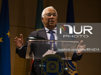 The Prime Minister, Antonio Costa speak at the ceremony of the new Inspectors of the Judiciary Police, on September 26, 2022, in Lisbon, Por...