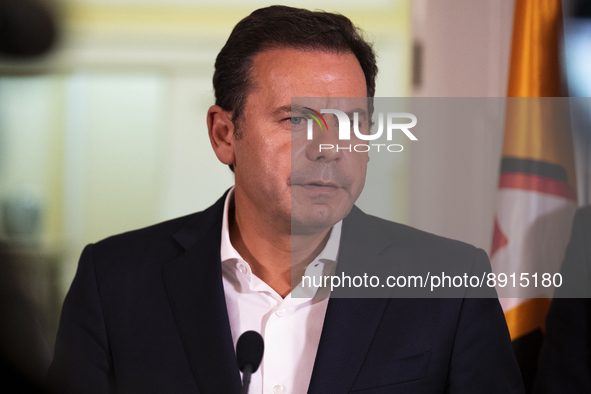 Luis Montenegro from PSD speak to the journalists, on September 26, 2022, in Lisbon, Portugal.
The PSD leader, Luis Montenegro meets with le...