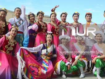 Chinese dancers dressed in traditional outfits during the Community Crime Awareness Day in Mississauga, Ontario, Canada, on September 26, 20...