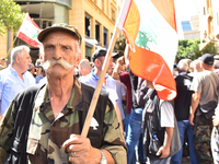 

Retired soldiers gather in front of the parliament to protest over pay and living conditions in Beirut, Lebanon  on 26 september 2022  (