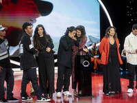 The Golden Shell winning team, the film 'The Kings of the World' receives the award during the Closing Gala of the San Sebastian Festival, S...