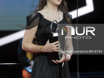 Actress Renata Lerman, awarded with the Silver Shell for Best Supporting Actress, during the Closing Gala of the San Sebastian Festival, on...