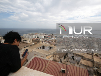 Photo taken on September 26, 2022 shows a view of the old town of Algiers, Algeria. World Tourism Day is celebrated on September 27 every ye...