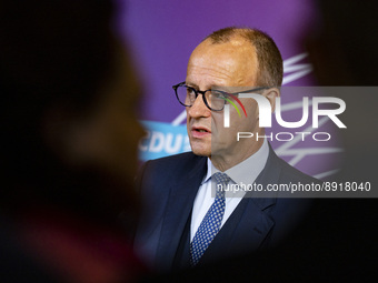 Leader of CDU/CSU party fraction Friedrich Merz in Bundestag gives a press statement before the fraction meeting in Berlin, Germany on Septe...