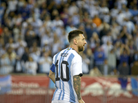 Argentina's Lionel Messi celebrates his goal during the international friendly football match between Argentina and Jamaica at Red Bull Aren...