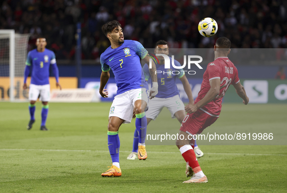 Lucas Paqueta of Brazil during the International friendly game, football match between Brazil and Tunisia on September 27, 2022 at Parc des...