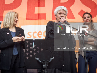 Barbara Spinelli during the presentation of Italy's Tsipras List in Piazza Affari (Milan Stock Exchange) , on April 23, 2014. (