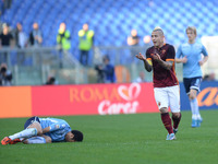 Felipe Anderson and Radja Nainggolan  during the Italian Serie A football match A.S. Roma vs S.S. Lazio at the Olympic Stadium in Rome, on n...