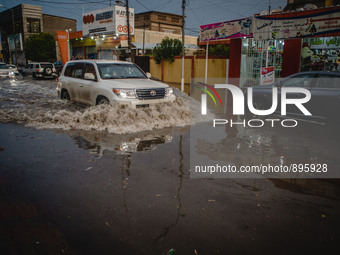 Fast flooding in Erbil, norther Iraq, on November 8, 2015. (