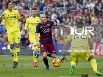 Barcelona, Catalonia, Spain - November 8: Barcelona's Andres Iniesta in action during the football spanish league match between FC Barcelona...