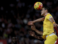 SPAIN, Madrid:Atletico de Madrid's Uruguayan Defender Diego Godin and Sporting Gijon´s Colombian Defender Bernardo Espinosa during the Spani...