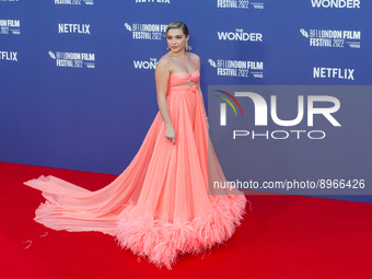 LONDON, UNITED KINGDOM - OCTOBER 07, 2022: Florence Pugh attends the European Premiere of 'The Wonder' at the Royal Festival Hall during the...