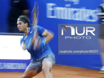 BARCELONA-SPAIN -24 April: Nadal in the 1/8 final match between Rafael Nadal and Ivan Dodig, for the Barcelona Open Banc Sabadell, 62 Trofeo...
