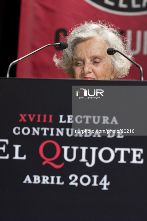 Mexican writer Elena Poniatowska receiving the Cervantes Award 2014 at Alcala de Henares University, outskirts of Madrid, Spain, 23 April 20...