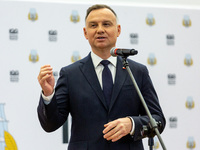 The President of the Republic of Poland, Andrzej Duda speaks during the celebration of the 100th anniversary of Naval Academy of the Heroes...