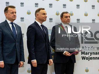 The President of the Republic of Poland, Andrzej Duda and the Minister of Defence, Mariusz Błaszczak decorate navy servicemen and women with...