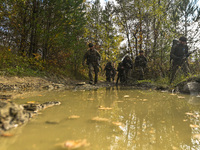 Soldiers of the 3rd Subcarpathian Territorial Defense Brigade from Rzeszow seen in action during the military competition 'Recon Clash-22' i...