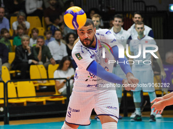 Earvin Ngapeth (Valsa Group Milano) defense the ball during the Volleyball Italian Serie A Men Superleague Championship Leo Shoes Modena vs...