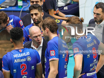 Time Out (Allianz Milano) during the Volleyball Italian Serie A Men Superleague Championship Leo Shoes Modena vs Allianz Milano on October 2...