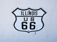 Illinois Route 66 sign is seen on the diner in Braidwood, United States on October 15, 2022. (