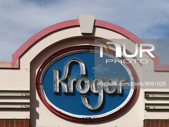 Kroger logo is seen near the shop in Streator, United States on October 15, 2022. (