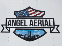 Angel Aerial Corporation logo is seen on a vehicle in New York, United States, on October 26, 2022. (