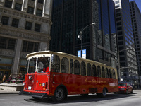 Premier Trolley and Limo bus is seen in Chicago, United States, on October 14, 2022. (
